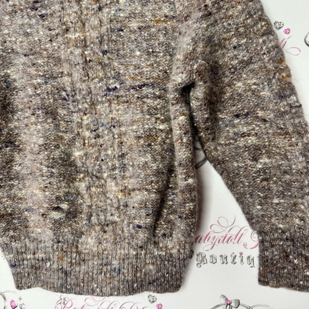 Eaton sweater wool & rabbit hair vintage soft multi color brown white blue boho - Picture 3 of 10